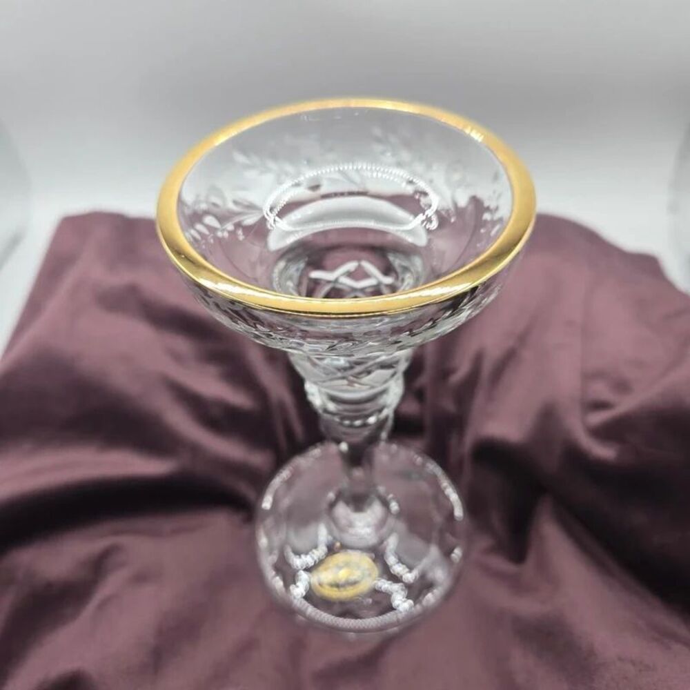 Crystal and 24K gold rimmed candle holders
